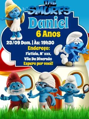 Convite de Aniversário The Smurfs para Editar Online