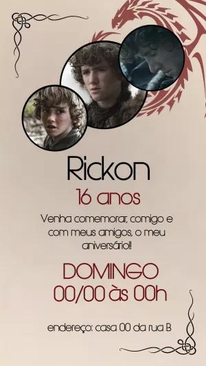 Convite Aniversário Game of Thrones com Foto para Editar Online