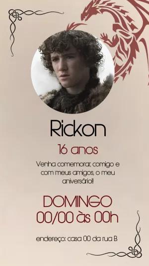 Convite Aniversário Game of Thrones com Foto para Editar