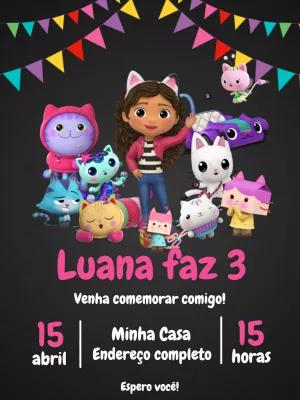 Convite de Aniversário A Casa Mágica da Gabby para Editar