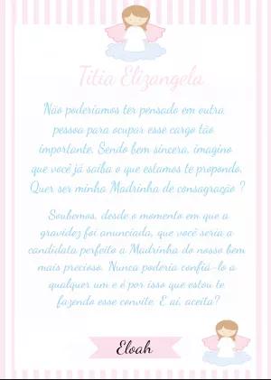Convite Madrinha de Consagração Anjinha Rosa para Editar Online