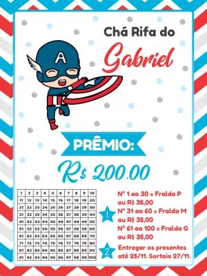 Convite Chá Rifa Capitão América para Editar e Imprimir