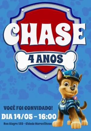 Convite de Aniversário Patrulha Canina Azul para Editar Online