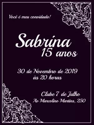 Convite 15 Anos Roxo Floral Elegante para Editar Online