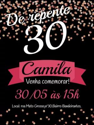Convite de Aniversário 30 Anos Confete para Editar Online