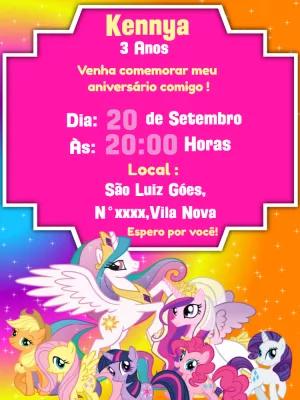 Convite de Aniversário My Little Pony com Personagens para Editar