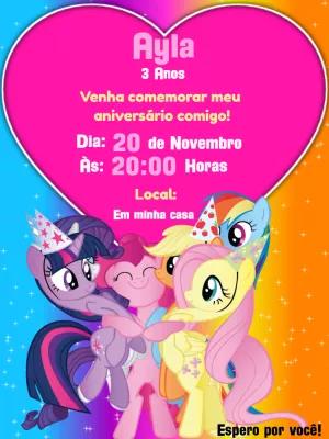 Convite de Aniversário My Little Pony Editável Online