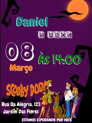 Convite de Aniversário Scooby Doo Misterioso para Editar Online
