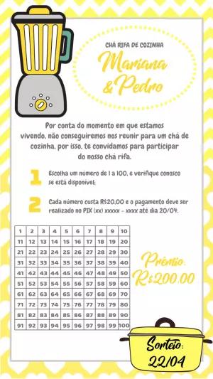 Convite Chá Rifa de Cozinha com Liquidificador para Editar