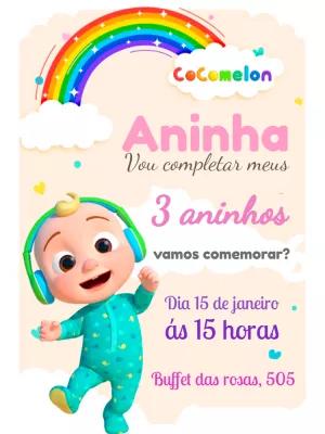 Convite de Aniversário Cocomelon com JJ para Editar Online