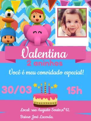 Convite Aniversário Pocoyo com Foto para Editar Online