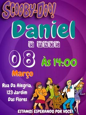 Convite de Aniversário Scooby-Doo para Editar Online