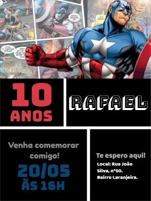 Convite de Aniversário Capitão América para Editar Online