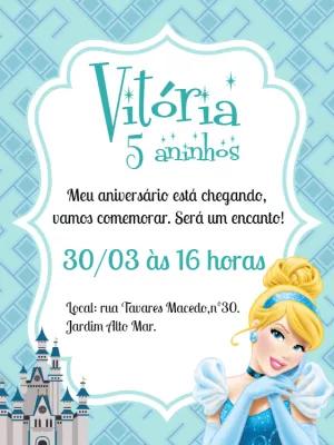 Convite Aniversário Cinderela para Editar Online