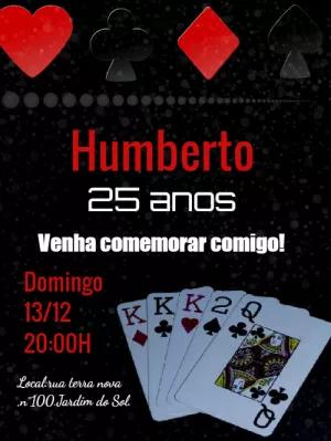 Convite de Aniversário Tema Baralho e Poker para Editar Online