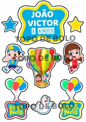 Topo de Bolo Luccas Neto para Aniversário Editável Online