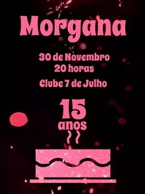 Convite de 15 Anos Rosa e Preto com Glitter para Editar Online