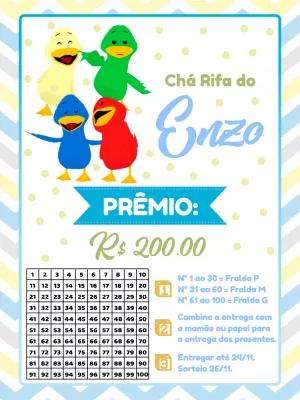 Chá Rifa Patos Coloridos para Editar e Enviar Online