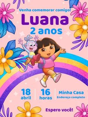Convite de Aniversário Dora Aventureira para Editar Online
