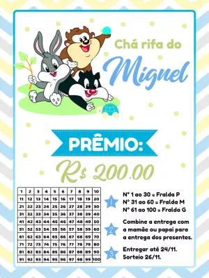 Rifa Chá de Bebê Looney Tunes Baby para Editar Online