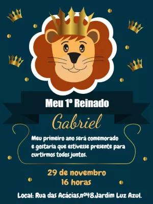 Convite Meu Primeiro Reinado Leãozinho para Editar Online