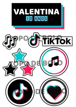 Topo de Bolo Tik Tok para Aniversário Editável Online