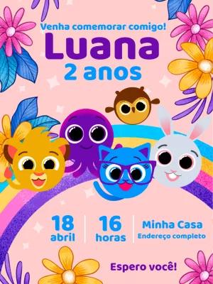 Convite de Aniversário Bolofofos com Personagens para Editar