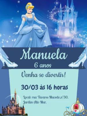 Convite de Aniversário Cinderela para Editar Online