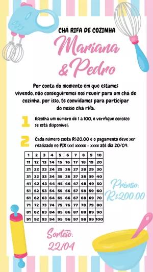 Convite Chá Rifa de Cozinha com Utensílios para Editar Online