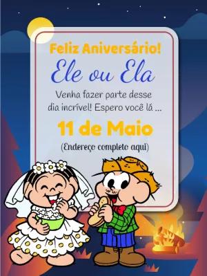 Convite Aniversário Festa Junina Turma da Mônica para Editar