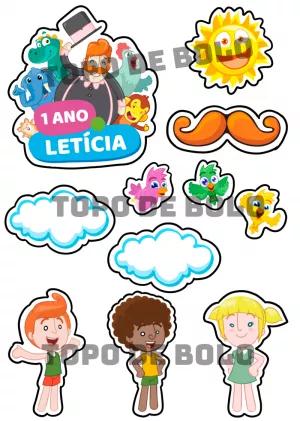 Topo de Bolo Mundo Bita com Personagens para Editar Online