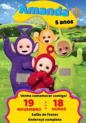 Convite de Aniversário Teletubbies para Editar Online