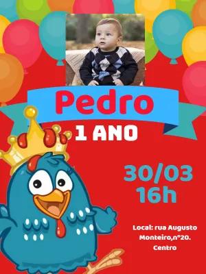 Convite Aniversário Galinha Pintadinha com Foto para Editar