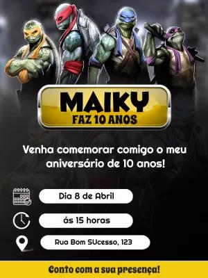 Convite Aniversário Tartarugas Ninja para Editar Online