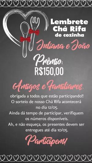 Lembrete para Chá Rifa de Cozinha Editável Online