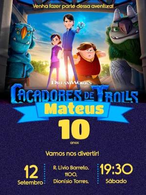 Convite de Aniversário Caçadores de Trolls Editável Online