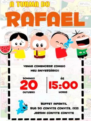 Convite Aniversário Turma da Mônica com Personagens para Editar