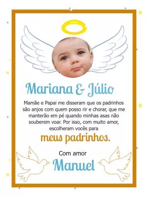 Convite Padrinhos de Batismo com Foto Anjo para Editar Online