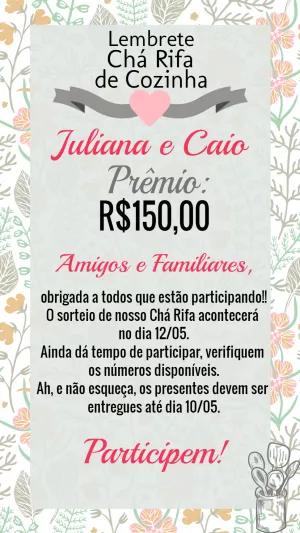 Lembrete Chá Rifa de Cozinha Floral para Editar Online