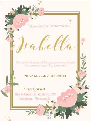 Convite de Aniversário Floral Delicado para Editar Online
