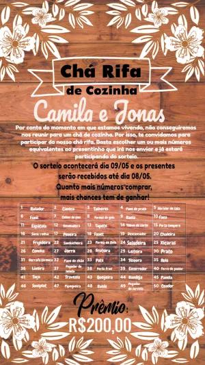 Convite Chá Rifa de Cozinha Floral Rústico para Editar Online