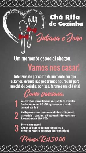 Convite Chá Rifa de Cozinha Quadro Negro para Editar Online