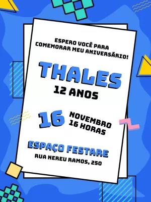 Convite de Aniversário Moderno e Geométrico para Editar Online
