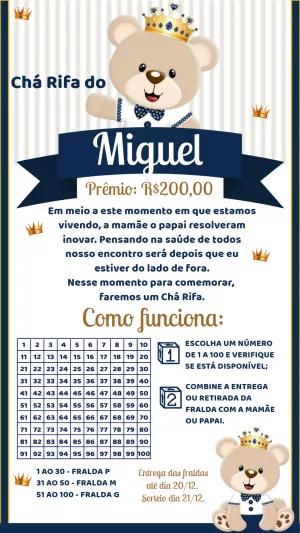 Convite Chá Rifa Ursinho Príncipe para Editar Online