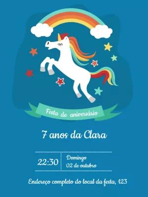 Convite de Aniversário Unicórnio Mágico para Editar Online