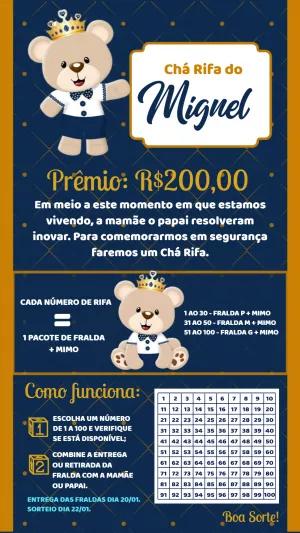 Convite Chá Rifa Ursinho Príncipe para Editar Online