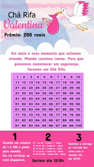 Convite Chá Rifa de Bebê Cegonha para Editar Online