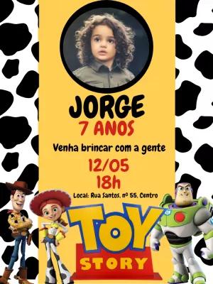 Convite Aniversário Toy Story com Foto para Editar Online