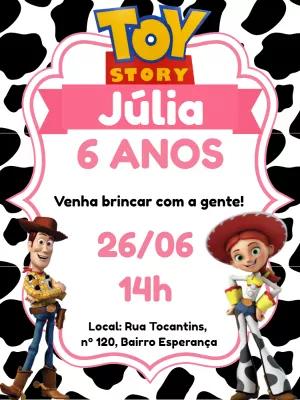 Convite de Aniversário Toy Story com Woody e Jessie para Editar
