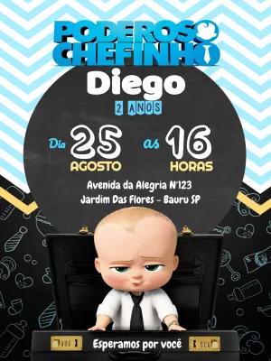 Convite Aniversário Poderoso Chefinho para Editar Online